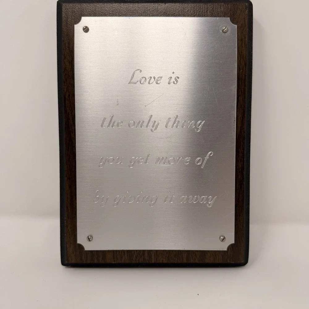 Vintage‎ Westerner Silver Shop Engraved Quote Plaque Wood Metal 7